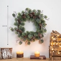 40cm artificial Christmas wreath with pine needles and pine cones for home wall decoration - Style F Medium / Diameter 40CM