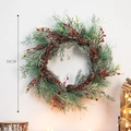 50cm Christmas wreath with green pine needles, red berries, and natural pine cones - Style E Large / Diameter 50CM
