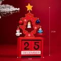Calendrier de l'Avent en bois rouge avec sapin et blocs de date pour le 25 décembre - Calendrier Arbre de Noël Rouge