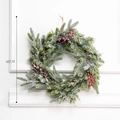60CM Christmas wreath with green pine needles, red berries and white frosted snow finish - Style A Large / Diameter 60cm