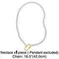 Two-tone silver Cuban link chain necklace with gold carabiner clasp 16.5 inch length - Silver Chain (Letter Not Included)