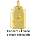 Golden hip hop Cuban rectangle pendant featuring letter A engraving on white background - A (Chain Not Included)