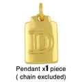 Detailed close-up of golden rectangle pendant with embossed letter D, chain not included - D (Chain Not Included)