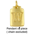 Polished gold rectangular pendant with 3D letter W engraving for Cuban hip hop necklaces - W (Chain Not Included)