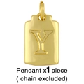 Detail shot of a golden rectangular Y-letter pendant with an embossed relief design - Y (Chain Not Included)