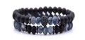 Ensemble de bracelets en œil de tigre 6mm et perles noires mates 8mm avec boule de zircon - Style Noir Vieilli(NSB00350E)