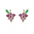 Sparkling purple grape-shaped stud earrings with gold finish and 925 silver needles - Grapes