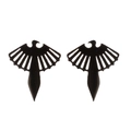Cute black owl animal stud earrings made of stainless steel with a minimalist cutout design - 271 Bird / Black