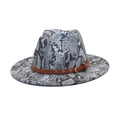 Dettaglio cappello fedora grigio-blu pitonato con cinturino in pelle e tesa larga - M (56-58cm) / Blu
