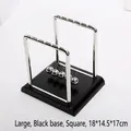 Newton's Cradle Large size with black rectangular base and silver kinetic balls - Large / Square Black Base