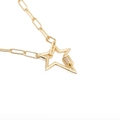 Hip-Hop-Halskette mit goldener Büroklammerkette und Zirkonia besetztem Sternanhänger - Fünfzackiger Stern Anhänger / Gold