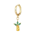 Golden pineapple drop earrings featuring green and yellow zircon crystals on white background - Pineapple Style (Sold Individually) (EH00066)