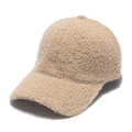 Women's warm beige lamb wool baseball cap with soft curly plush texture for autumn winter - Beige