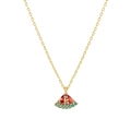 Collier doré avec pendentif tranche de pastèque délicat en zircon rouge et vert - Style Pastèque (XL00062)