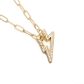 Collana a graffetta dorata con ciondolo a moschettone a forma di fulmine lucido - Ciondolo Fulmine Oro / Catena a Graffetta