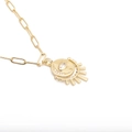 Hip Hop Goldkette mit bösem Blick Anhänger und Zirkonia Steinen im Büroklammer Design - Teufelsauge A