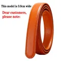 Orange lychee grain leather belt strap in 3.0cm width with smooth finished edges - 3.0cm Orange Double Stitched