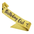 Sparkling gold Birthday Girl sash with glitter finish and black elegant lettering - Gold Birthday Girl Sash