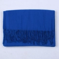 Royal blue cashmere-feel pashmina shawl with tassel fringe for winter warmth - Sapphire Blue