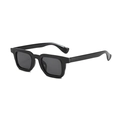 Classic black square frame sunglasses with dark grey lenses in a 45-degree angle view - Black Frame Grey Lens