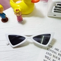 Retro triangle kids sunglasses with white chunky frame and dark grey UV lenses - White Frame Gray Lens