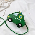 Mini borsa a tracolla a forma di auto della polizia verde in pelle PU con dettagli laser - Verde