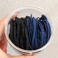 Elastic hair ties in black and dark blue colors packed in a transparent round jar - 20 PCS (OPP Bag) / Black+Blue