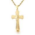 Klassischer doppellagiger Gold-Kreuzanhänger mit Seilkette aus Titanstahl gefertigt - Goldener Stil (Ohne Kette)(KP96964-WGMJ)
