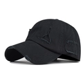 Frayed distressed black cotton baseball cap with a vintage washed finish and curved brim - Adjustable / Black