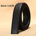 3.0CM width black genuine leather automatic belt strap with fine litchi texture - 3.0cm Black Scratch Resistant Leather