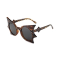 Gothic tortoise shell cat eye sunglasses with flame-shaped frames and dark grey lenses - Tortoise Frame Grey Lens