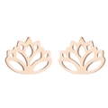 Orecchini a lobo a forma di fiore di loto in oro rosa con dettagli di petali delicati - Oro rosa