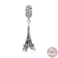 Retro S925 sterling silver Eiffel Tower charm with sparkling zircon inlaid clasp - Eiffel Tower with Zirconia