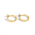 925 silver needle golden metal hoop earrings with textured gear design for women - Gear Hoop / Gold