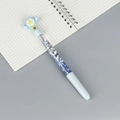 Blue glitter liquid sand pen featuring a magic wand cap with stars and wings - Blue Rod Red Heart White Wing