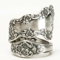Vintage floral engraved wide ring with antique silver finish and rose pattern - US 6 / White Gold