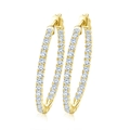 Elegant gold plated brass hoop earrings with micro paved 4A cubic zirconia stones - Gold