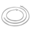 Conjunto de joyas de acero inoxidable plateado con collar y pulsera de cadena de caja - Juego de 2 Piezas (KS10379-Z)