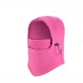Rose red fleece thermal face mask with adjustable drawstring for outdoor cycling - Pink