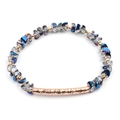 Detail of blue gradient crystal beads with gold metal spacers and hammered tube - Blue Gradient