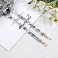 Detail of marble pattern acrylic eyewear chain with gold lobster clasp on white background - Grey Marble Texture (D4428)