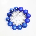 Blue Christmas ball ornaments set with glossy, matte, and glitter finish textures - Blue
