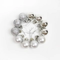 Set of 12 silver 3cm Christmas ornaments in glossy, matte, and glitter finishes - Silver