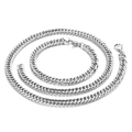 Silver stainless steel Cuban link necklace set with lobster clasp on white background - 7mm Set (KS136422-Z)