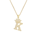 Detailed close-up of a gold-plated necklace with a crystal-encrusted crown and letter K - Crown Letter K(K)