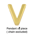 Polished gold initial V pendant macro view, sold as single piece without chain - Letter V Pendant Only