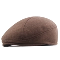 Classic dark brown wool newsboy cap for men featuring a warm textured vintage finish - 58cm / Khaki