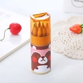 Lot de 12 crayons de couleur en tube ours avec taille-crayon orange pour enfants - 12 Couleurs Tube-Café / Ours Café