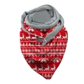 Detail of Christmas scarf with reindeer pattern, gray lining and button closure - Red Reindeer Christmas Tree