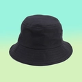Classic plain black bucket hat in foldable pure cotton fabric for sun protection - Black / One Size(58cm)